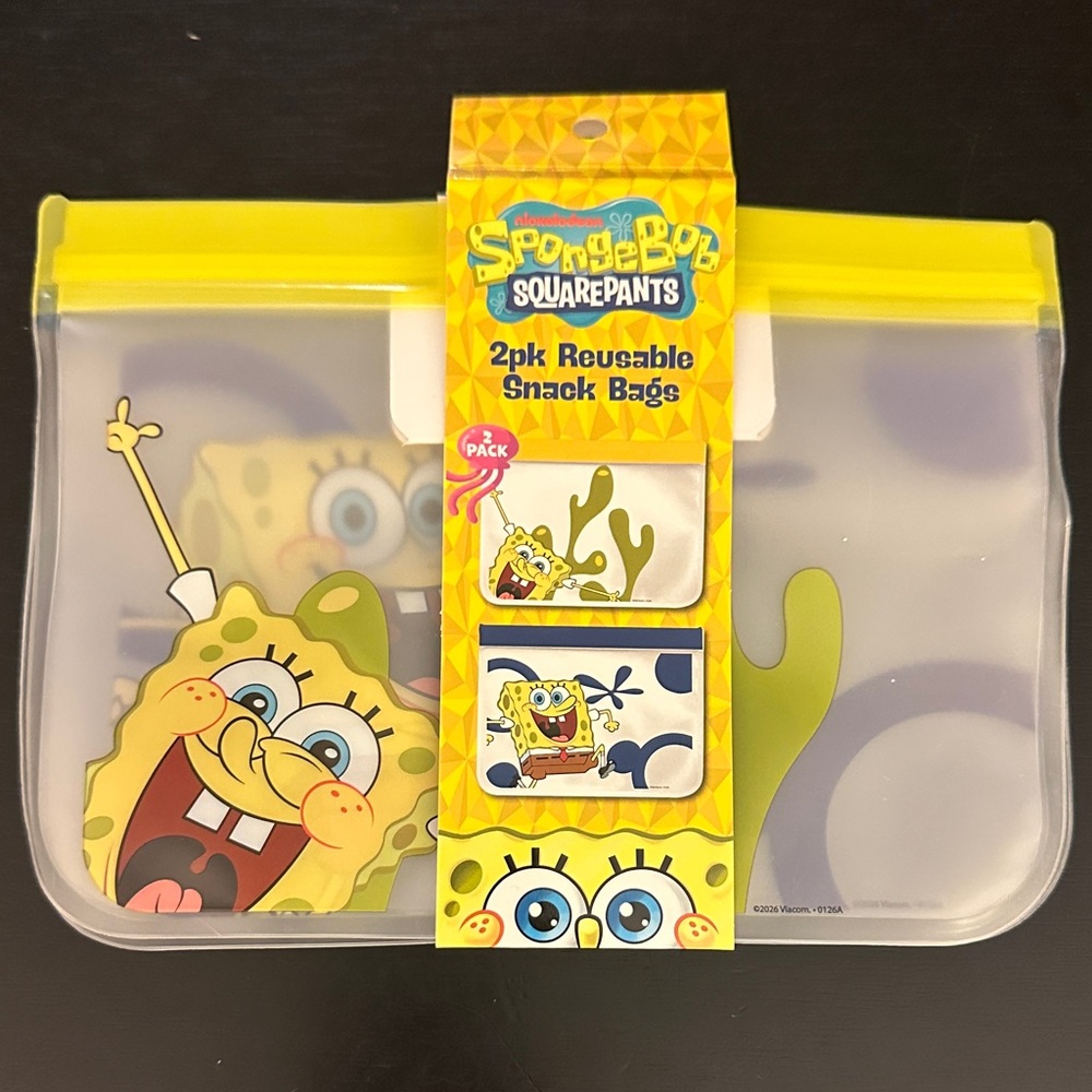 SpongeBob SquarePants Yellow & Clear Reusable Snack Bags 2-Pack